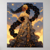 Kosmische Dame Afro-Amerikaanse Fantasy Kunst Poster (Voorkant)
