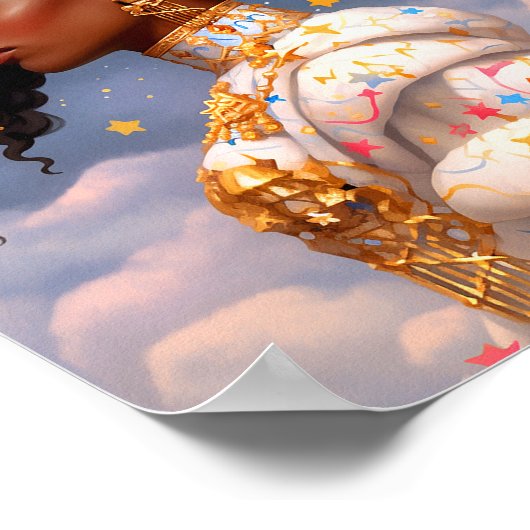 Kosmische Dame Afro-Amerikaanse Fantasy Kunst Poster (Hoek)