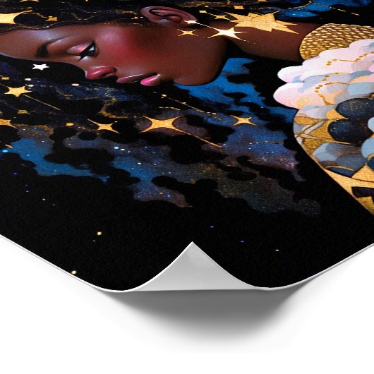 Kosmische Dame Afro-Amerikaanse Fantasy Kunst Poster (Hoek)