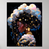 Kosmische Dame Afro-Amerikaanse Fantasy Kunst Poster (Voorkant)