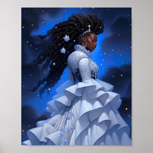 Kosmische Dame Afro-Amerikaanse Fantasy Kunst Poster (Voorkant)