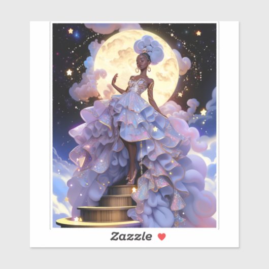 Kosmische Dame Afro-Amerikaanse Fantasy Kunst Sticker (Vel)