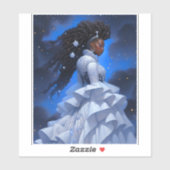 Kosmische Dame Afro-Amerikaanse Fantasy Kunst Sticker (Vel)