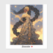 Kosmische Dame Afro-Amerikaanse Fantasy Kunst Sticker (Vel)