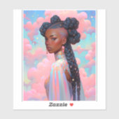 Kosmische Dame Afro-Amerikaanse Fantasy Kunst Sticker (Vel)