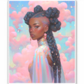 Kosmische Dame Afro-Amerikaanse Fantasy Kunst Sticker (Voorkant)