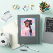 Kosmische Dame Afro-Amerikaanse Fantasy Kunst Sticker (iPad Cover)