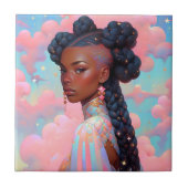 Kosmische Dame Afro-Amerikaanse Fantasy Kunst Tegeltje (Voorkant)