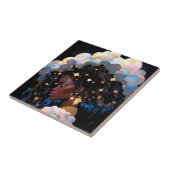 Kosmische Dame Afro-Amerikaanse Fantasy Kunst Tegeltje (Zijkant)