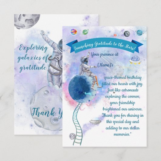 Kosmische Dankbaarheid: Voorbij Sterren Bedankkaart (Voorkant / Achterkant)