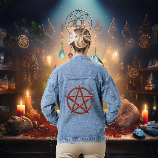 Kosmische dans: granaat pentagram denim jacket