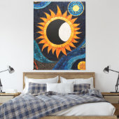 Kosmische Dans Mozaïek Zon Maan Canvas Afdruk (Insitu (Slaapkamer))