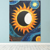 Kosmische Dans Mozaïek Zon Maan Canvas Afdruk (Insitu (Houten vloer))