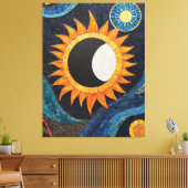 Kosmische Dans Mozaïek Zon Maan Canvas Afdruk (Insitu (Woonkamer))