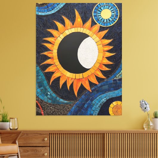 Kosmische Dans Mozaïek Zon Maan Canvas Afdruk (Insitu (Woonkamer))