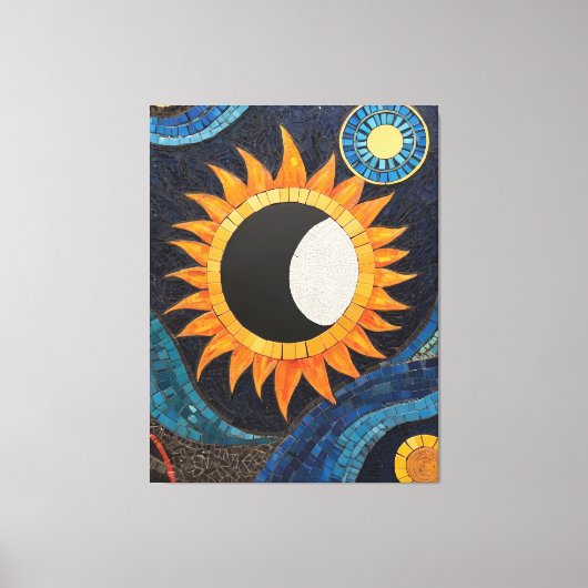 Kosmische Dans Mozaïek Zon Maan Canvas Afdruk (Voorkant)