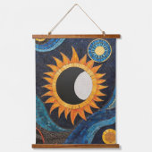 Kosmische Dans Mozaïek Zon Maan Hangend Wandkleed (Voorkant)