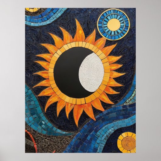 Kosmische Dans Mozaïek Zon Maan Poster (Voorkant)