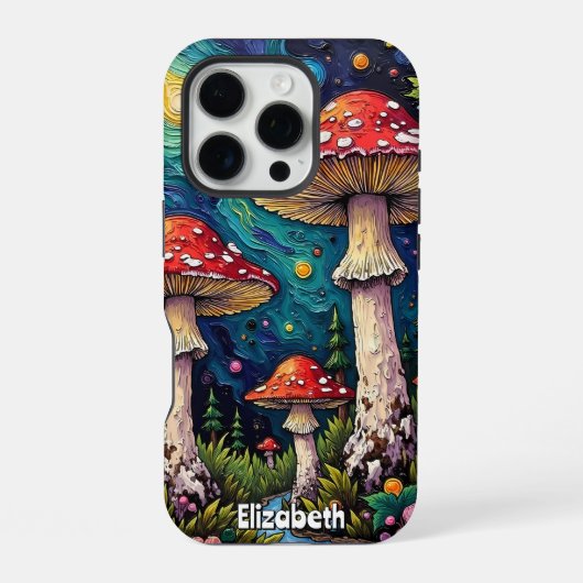 kosmische dennenpaddenstoelenweide iPhone hoesje (Achterkant)