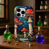 kosmische dennenpaddenstoelenweide iPhone hoesje