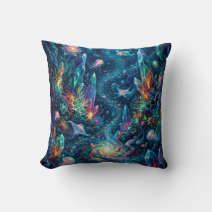 kosmische diepzee bioluminescente kunstposter kussen