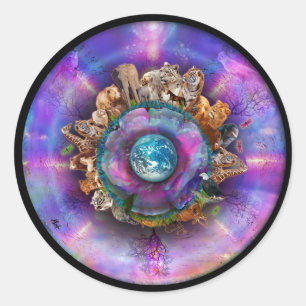 Kosmische dieren ronde sticker