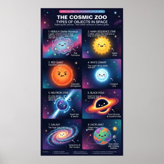 Kosmische Dierentuin Ruimteobjecten Astronomie Inf Poster (Voorkant)