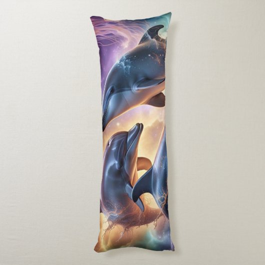 Kosmische dolfijnen en kwallen in de ruimte lichaamskussen (Achterkant (Verticaal))