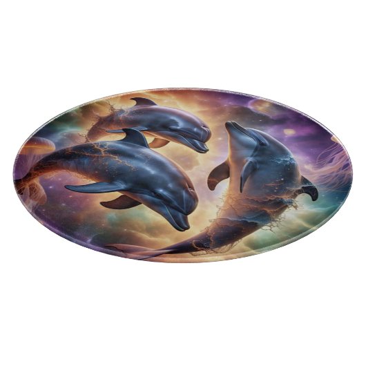 Kosmische dolfijnen en kwallen in de ruimte snijplank (Hoek)