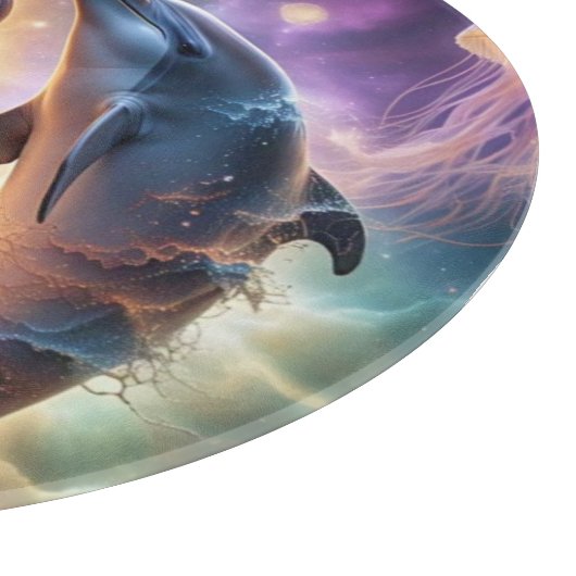 Kosmische dolfijnen en kwallen in de ruimte snijplank (Hoek)