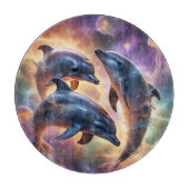 Kosmische dolfijnen en kwallen in de ruimte snijplank (Voorkant)