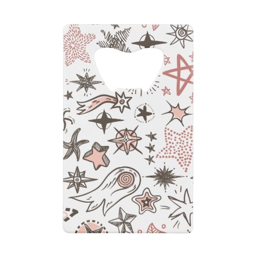 Kosmische Doodles: sterren en kometen Creditkaart Flessenopener (Voorkant)