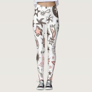 Kosmische Doodles: sterren en kometen Leggings