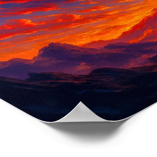 Kosmische Draak Vliegend Door Fiery Sky Fantasy Poster (Hoek)