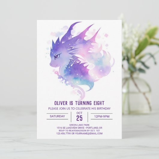 Kosmische Dragon Magic Verjaardag Kaart (Staand voorkant)