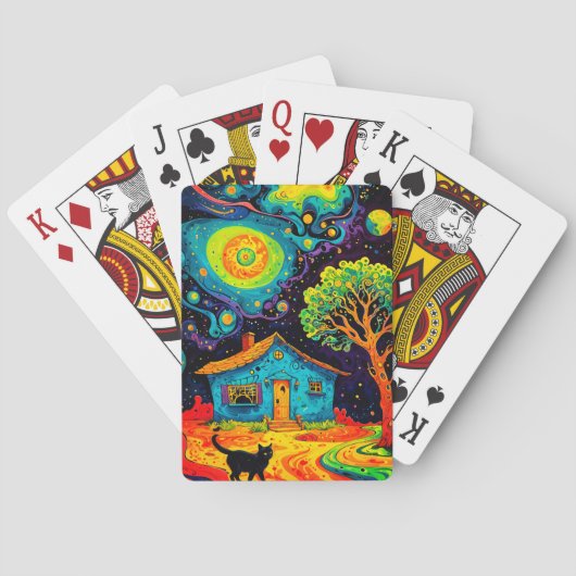 Kosmische Dreamscape: Mystieke Nacht Pokerkaarten (Achterkant)