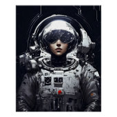 Kosmische dromen: Meisje Astronaut Retro Fantasy Perfect Poster (Voorkant)