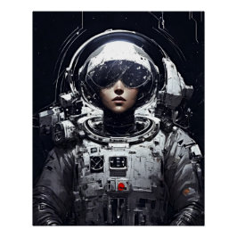 Kosmische Dromen: Retro Fantasie Meisje Ruimtevaar Perfect Poster