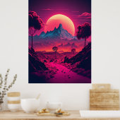 Kosmische dromen van een Futuristische horizon Poster (Keuken)