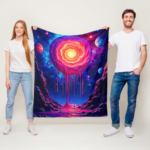 Kosmische druppelende planeet kunst fleece deken