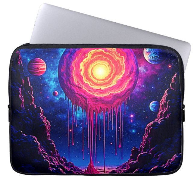 Kosmische druppelende planeet kunst laptop sleeve (Voorkant)