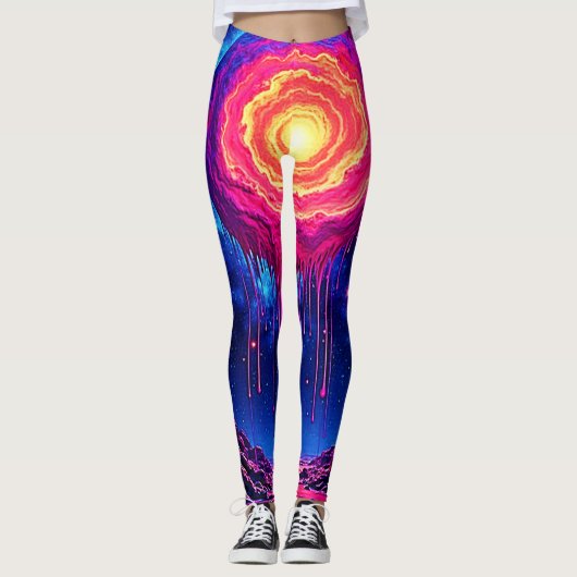 Kosmische druppelende planeet kunst leggings (Voorkant)