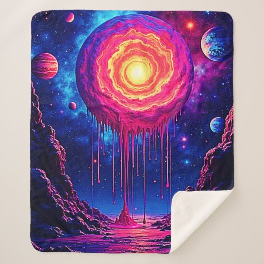 Kosmische druppelende planeetkunst sherpa deken (Voorkant)