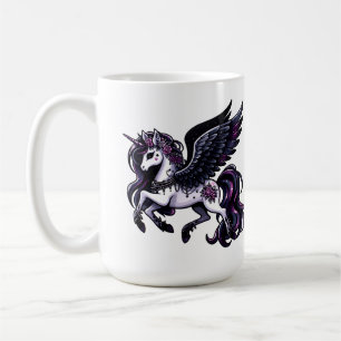Kosmische eenhoorn glitter donkere pegasus koffiemok