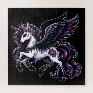 Kosmische eenhoorn glitter donkere pegasus legpuzzel