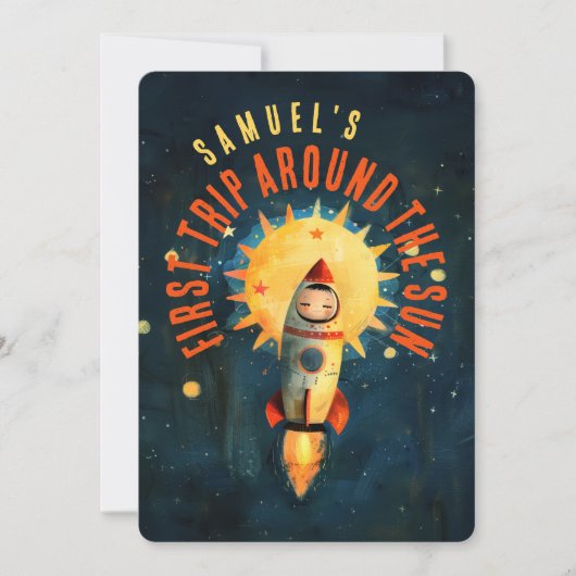 Kosmische Eerste Verjaardag Blast: Space Adventure Kaart (Voorkant)