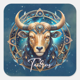 Kosmische Elegante Dierenriem Teken Bull Black Gol Vierkante Sticker