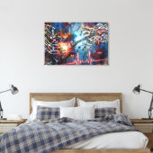 Kosmische elektrische gitaar canvas afdruk (Insitu (Slaapkamer))