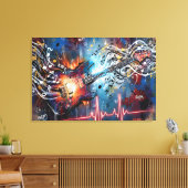 Kosmische elektrische gitaar canvas afdruk (Insitu (Woonkamer))