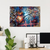 Kosmische Elektrische Gitaar Poster (Thuiskantoor)